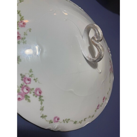 Antique Pirkenhammer Brezova "pink floral" Vegetable Tureen, "4338"- 1920 Design - Picture 15 of 16